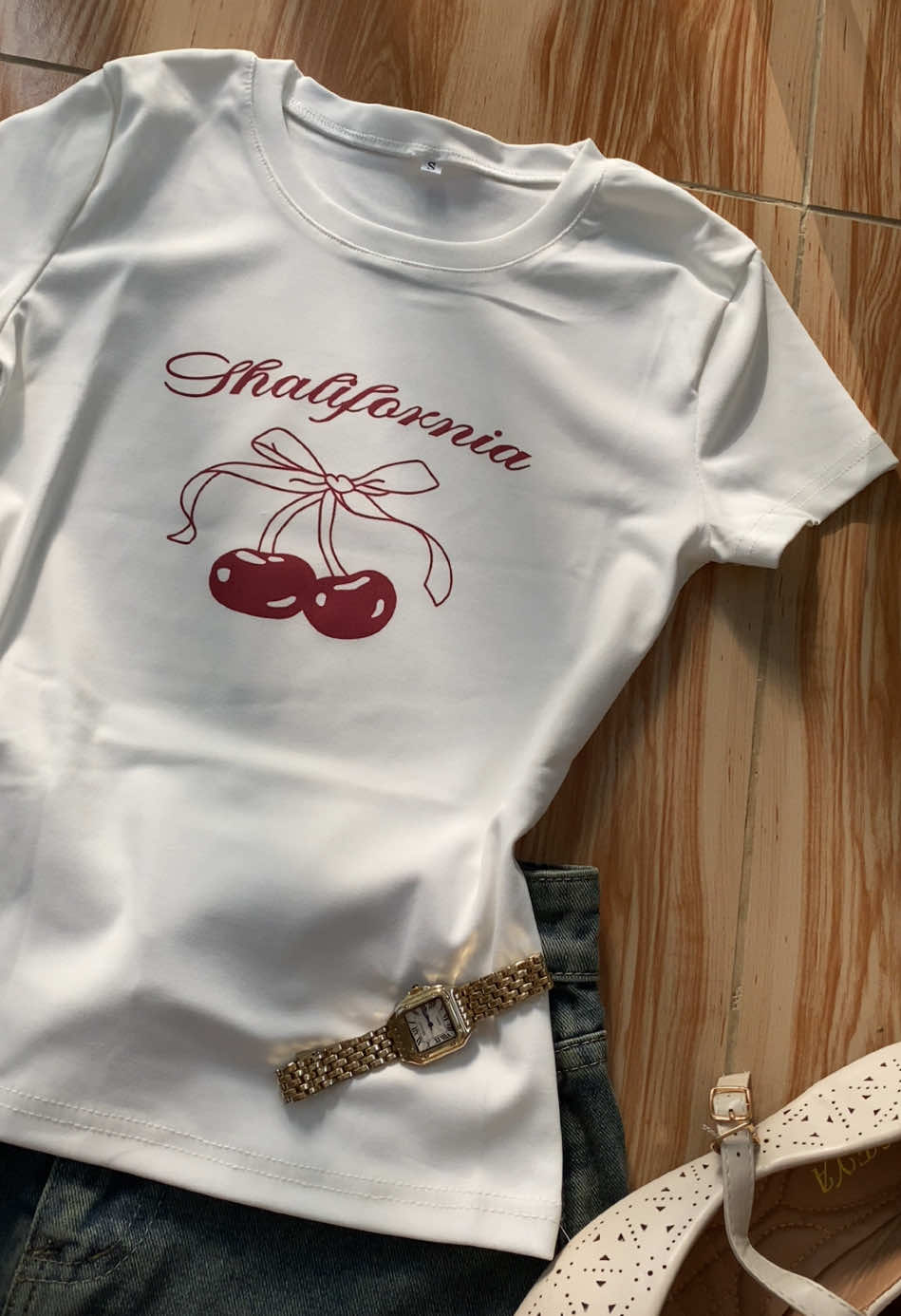 printed cherry tee🤍✨