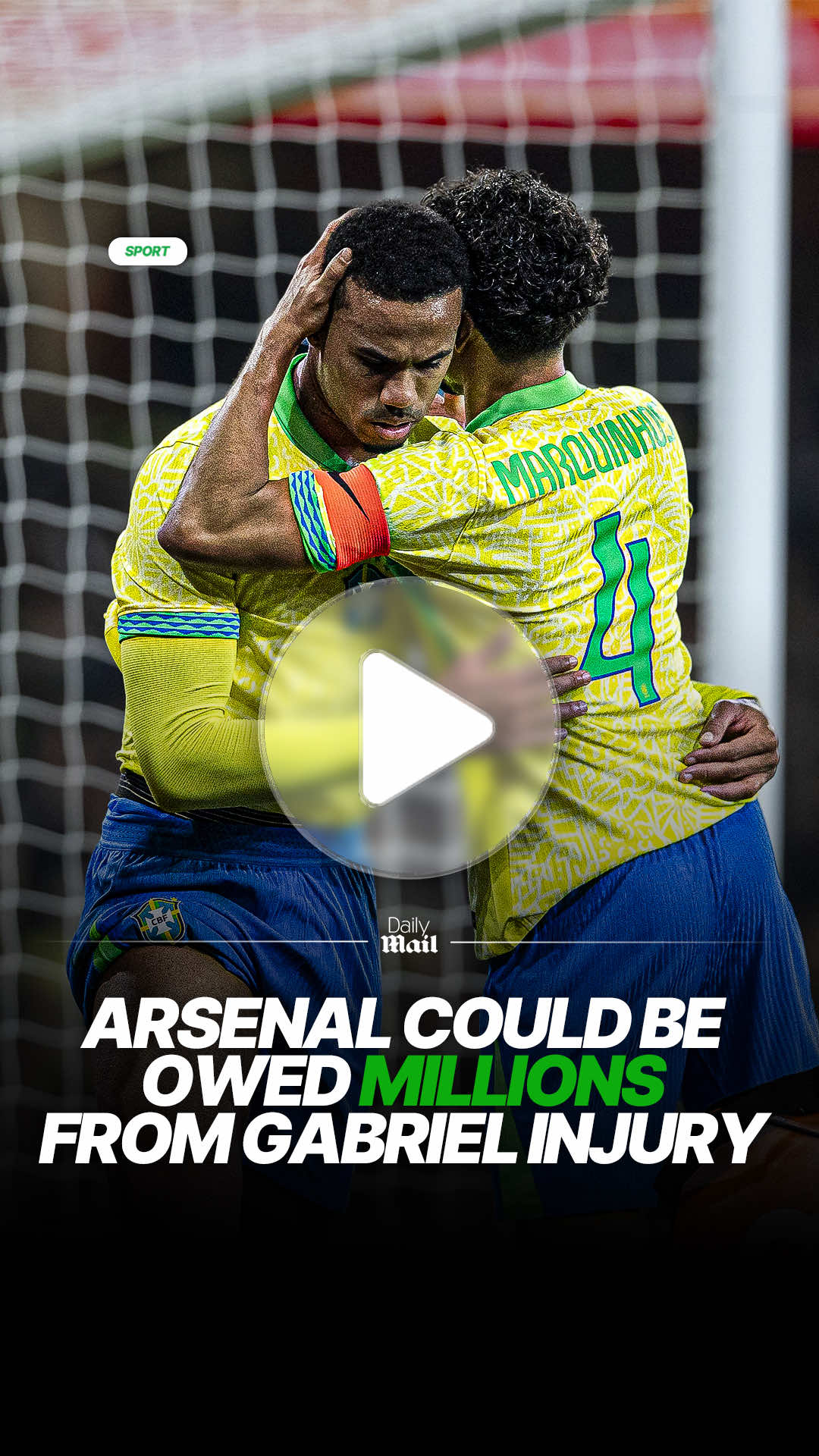 Arsenal could be owed MILLIONS from Gabriel's injury thanks to a FIFA rule 😲💰 #arsenal #gabriel #news #brazil #fifa 
