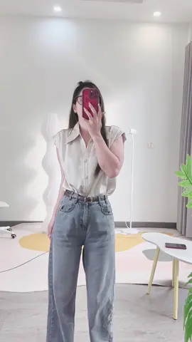 Mùa thu nhẹ nhàng đơn giản với outfic quần jeans#quanjean #jeanssuong #phoidoxinh #hhchou #xuhuong 