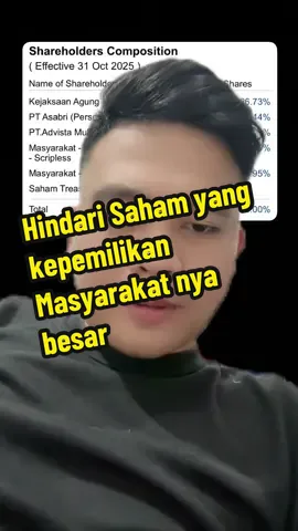 Hindari Saham yang Kepemilikan Masyarakat Besar!!!  Ada yg tau Saham Terakhir ? #larangansaham #edukasisaham #sahambaggerbyrio