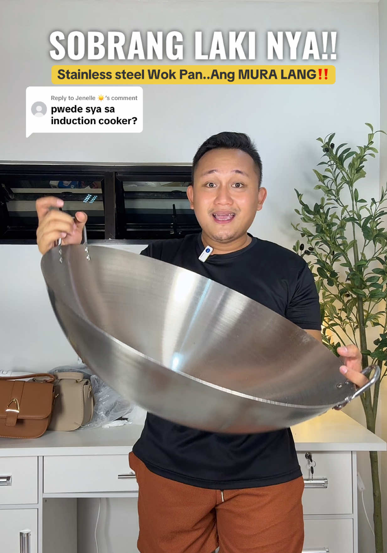 Replying to @Jenelle ☀️ sobrang laki ng 60cm na wok pan pero mura lang #wokpan #nonstickpan #pan #fryingpan #kawali 