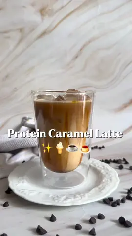 un délicieux iced latte protéiné au caramel ✨ #coffee  #icedlatte #caramellatte #icelatte #highprotein  
