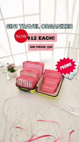 6in1 Travel Organizer - INSTOCK! Promo: $12 Each Set! Travel smart, not hard! 6in1 Travel Organizer keeps you tidy and efficient. Packing made easy ✈️ Colours available: Dark Blue, Grey, Pink, Maroon, Black, Torquoise, Coral FREE DELIVERY NATIONWIDE for purchases of $30 and above from us. Message us at +673 8623969 to get yours now! ✉