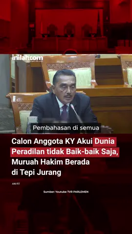 Proses uji kelayakan bagi tujuh calon anggota Komisi Yudisial (KY) bergulir. Salah satu calon, Setyawan Hartono, dicecar pertanyaan krusial dari pimpinan Komisi III DPR, Habiburokhman. Setyawan Hartono yang merupakan Mantan Ketua Pengadilan Tinggi Yogyakarta itu tidak mengelak. Dengan nada prihatin, ia mengungkapkan perasaan sedih dan kekecewaannya yang mendalam terhadap kondisi lembaga peradilan saat ini. Kekecewaan Setyawan semakin terasa ketika ia menyoroti sejumlah hakim yang tersandung masalah etik dan pidana. Ia mengaku heran dengan jalan pikiran oknum hakim yang terlibat dalam berbagai persoalan, mulai dari kasus di Pengadilan Negeri Surabaya hingga korupsi di Pengadilan Negeri Jakarta Pusat. - Selengkapnya kunjungi website dengan klik link di bio atau download aplikasi di AppStore dan Google Play Store. #InilahNews #KomisiYudisial #SetyawanHartono #Inilahcom #titiktengah 