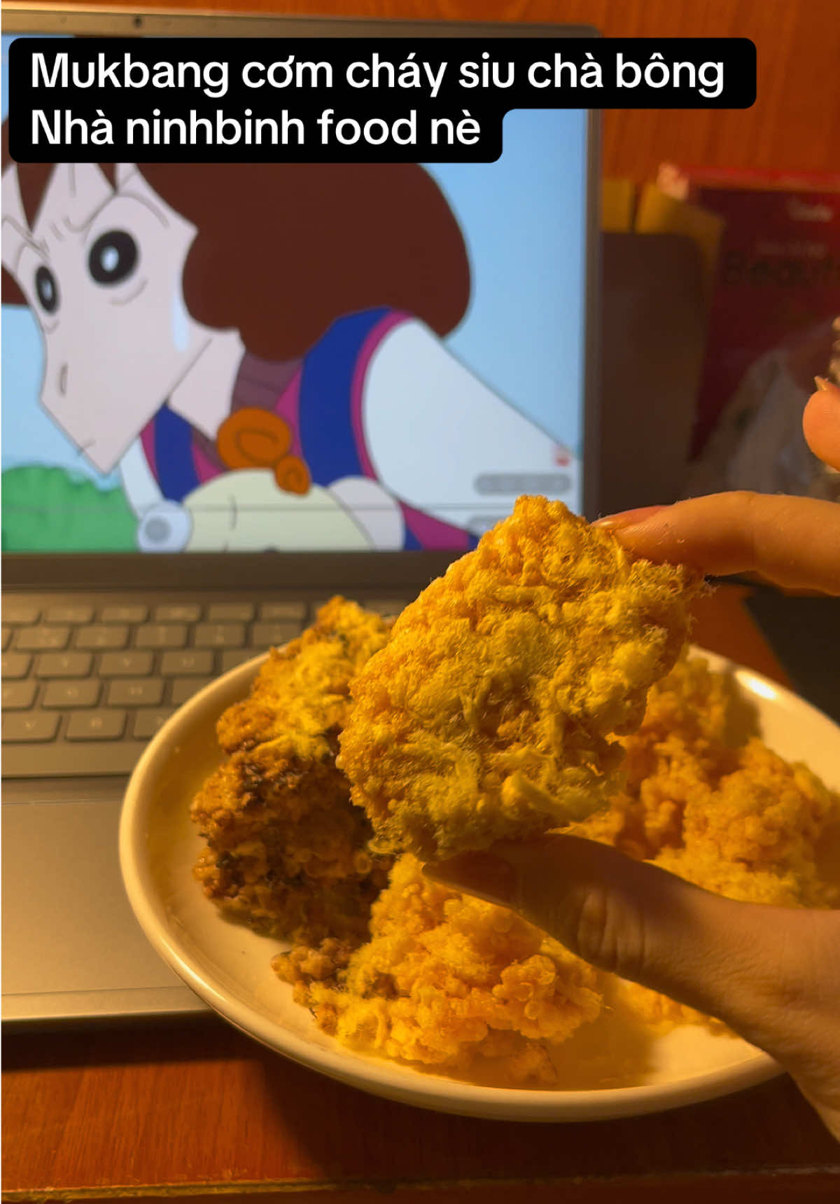 Mukbang cơm chay siu chà bông nhà ninhbinh food và xem hoạt hình vs chuột nhá #comchay #ninhbinhfood #comchaychabong #xuhuong #mukbang 