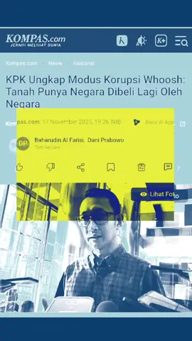 KPK Endus modus korupsi tanah negara dibayar pakai uang negara tapi yang menikmati duitnya siapa??  berita kompas.com malam ini cukup bikin geli sekaligus muak. kok bisa terjadi modus korupsi seperti ini.  #KPK #keretacepatjakartabandung #woosh #korupsi #indonesiaemas2045 