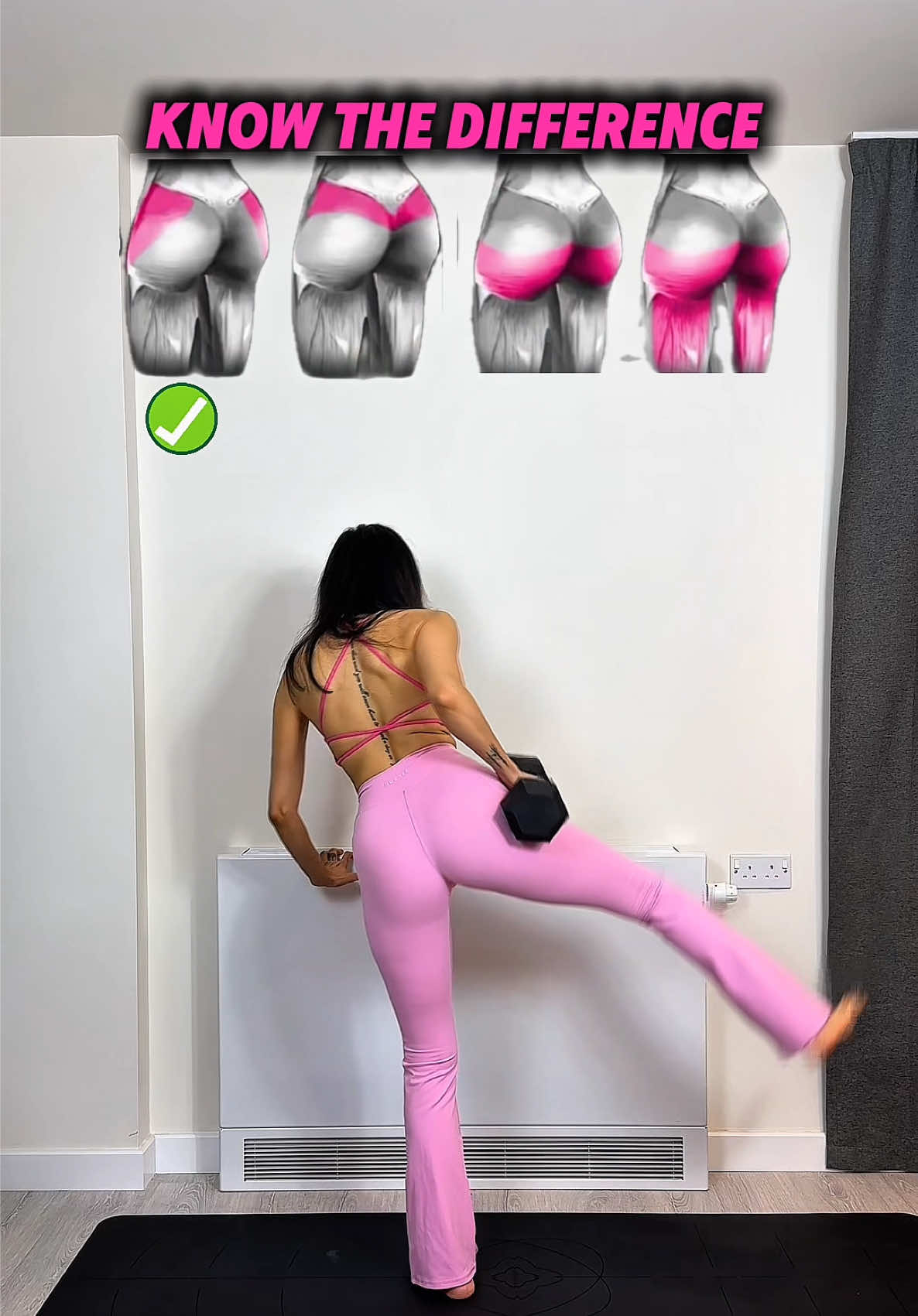 4 movements are designed to fully activate the glute muscles, and each focus on a different part of the glute. Combination of these movements will engage all the muscle fibers in your hip to gain volume, and a lifted form. 1️⃣Standing Hip Abduction  In this movement, the main focus is on the glute medius and outer-upper part of the hips. This muscle plays an important role in stabilizing the hips, shaping the side and preventing hips from sagging. 2️⃣Feet Elevated Glute Bridge When your feet are on the bench, the angle of the hip joint changes and more pressure is applied to the upper part of the Glute Maximus. This movement is one of the best choices for lifting and getting rounded above the buttocks. 3️⃣Romanian Deadlift (RDL) A great stretching that engages the hamstring and lower glute maximus. This combination will help strengthen the connection of the thighs to the hips. 4️⃣Hip Thrust The most known and powerful exercise for the butt. This move creates the most conflict on the whole Glute Maximus fibers and is essential for increasing buttock volume and strength. By performing these 4 exercises regularly, all parts of the glute (upper, lower, middle, and side) will get a full workout. Result: fuller, rounder, toned hips🍑 @boandtee  #gluteworkout #feetelevatedglutebridge #hipabduction #romaniandeadlift #hipthrust     