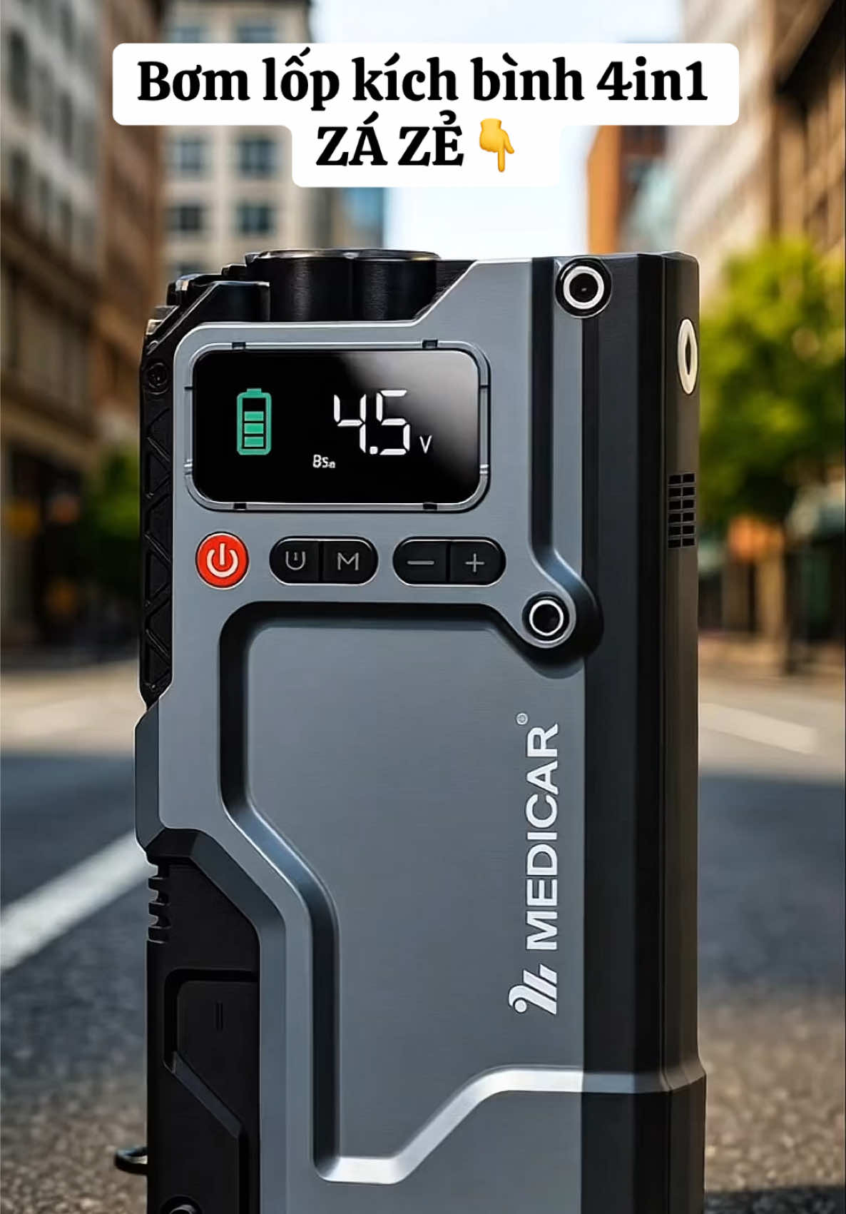 Bơm lốp kích bình 4in1 tích hợp sạc dự phòng và đèn chiếu sáng đa năng#bomlopkichbinh #bomlopoto #thietbi #viral #xuhuong 