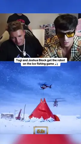 Togi and Joshua Block get the robot on the ice fishing game 🎣 #kickstreaming 