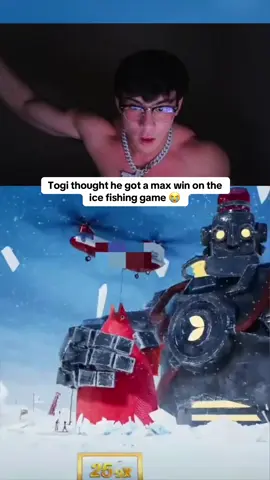 Togi thought he got a max win on the ice fishing game #kickstreaming #togi 