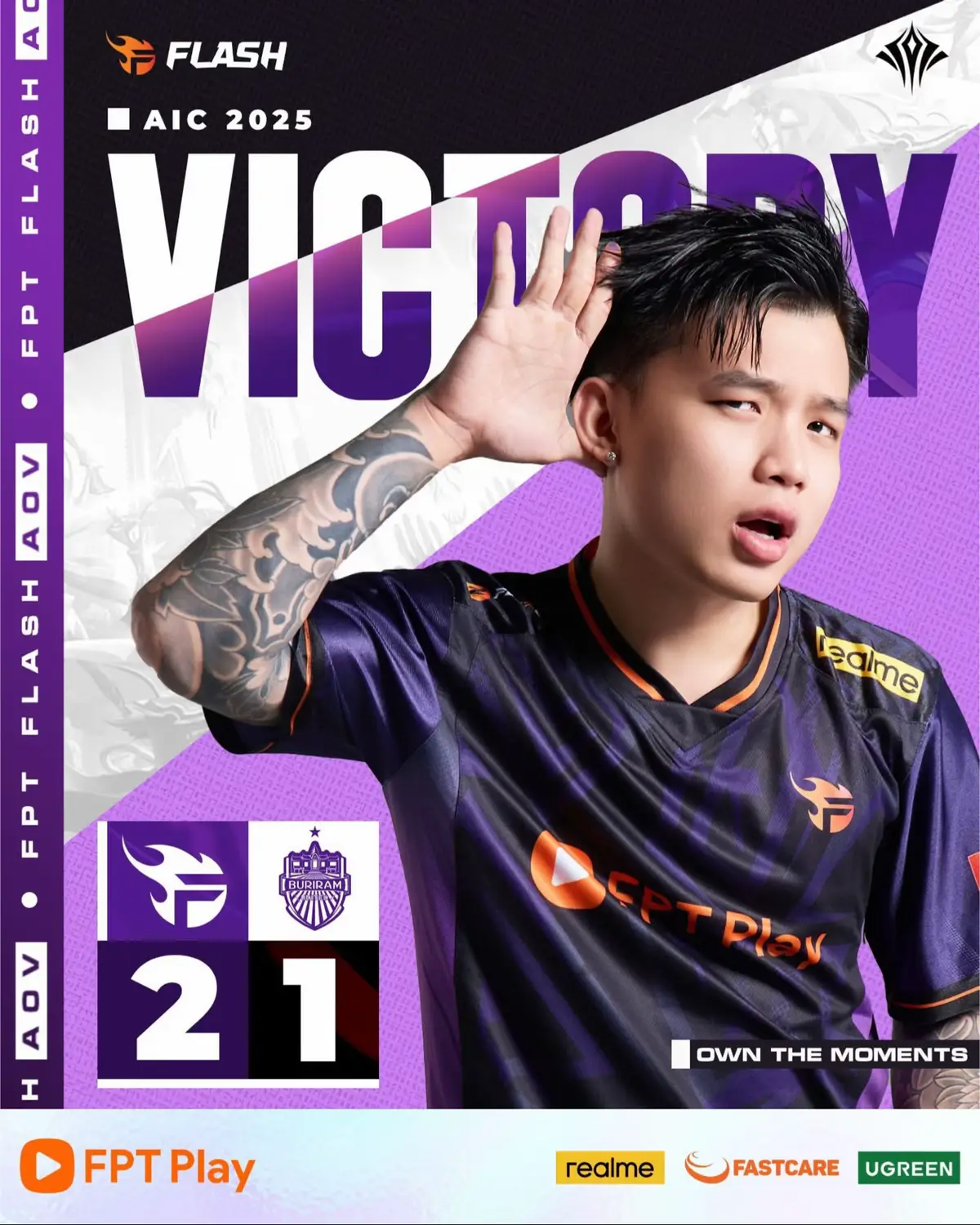 Thành công giành chiến thắng trước BRU!!!!! Khai mạc thành công anh em ơiiii  #TeamFlash #MakingGamersHeroes #FPT_Flash #FPTPlay #realmeVN       