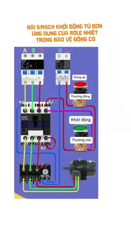 Bài 5:mạch khởi đông từ đơn ứng dụng rơ le nhiệt bảo vệ động cơ 3pha #điêncongnghiep #xuhuongtiktok  @điện căn bản 