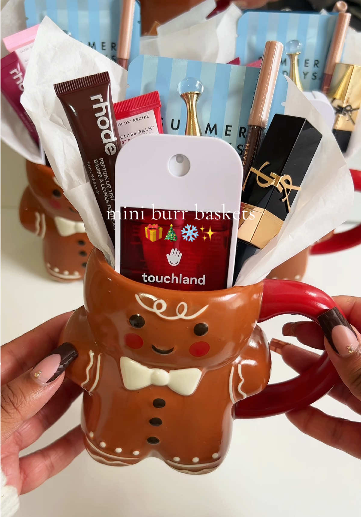 mini burr basket mugs 🎁 #burrbasket #christmasgiftideas #sephorahaul #makeup #minimakeup #preppyaesthetic #asmr #brrbasket #targetchristmas #brrbasketgiftideas @YSL Beauty @sephora @rhode skin @touchland @Glow Recipe @Diorbeauty @Maybelline NY @Summer Fridays @target 