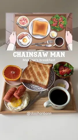 Makima’s breakfast 🍞🍳 . . #chainsawman #chainsawmanreze #chainsawmanfood #animefood #japanbreakfast 