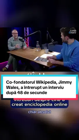 Co-fondatorul Wikipedia, Jimmy Wales, a întrerupt un interviu după 48 de secunde din cauza unei întrebări despre cine a creat enciclopedia online #Wikipedia #interviu #news #stirilezilei #gandul 