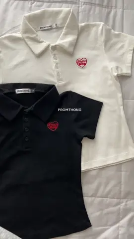 เสื้อโปโลแขนสั้นปักหัวใจ💖💖 @papitchaya.thana@papitchaya.thana #promthong 