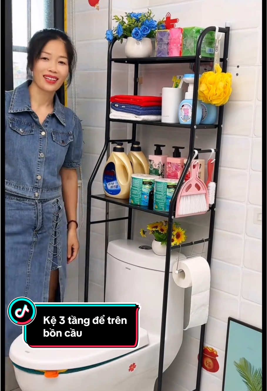 Kệ 3 tầng để trên bồn cầu gọn gàng luôn #kedetrentoilet #kedetrenboncau #kenhatam 