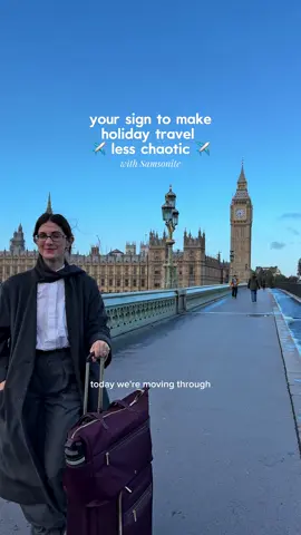 Holiday travel doesn't have to be stressful ✈️🧳  not when you have @Samsonite US by your side #samsonitepartner The Mobile Solution 2 Carry-On and Tote made every moment feel effortless. The dual spinner wheels glided through cobblestone streets with ease, and the tote kept everything I needed right where it should be - laptop, passport, and water bottle included. Wherever you're headed this holiday season, skip the chaos and travel smooth with Samsonite 🇬🇧✨ #holidaytravel #traveltips