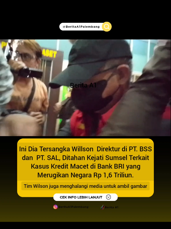 Tersangka Wilson direktur PT BSS dan PT SAL, usai keluar Rumah Sakit langsung ditahan Kejati Sumsel terkait kasus Kredit di bank BRI Macet yang merugikan negara Rp 1,6 Triliun. #wilson  #ptbss  #ptsal  #kejati  #sumsel 