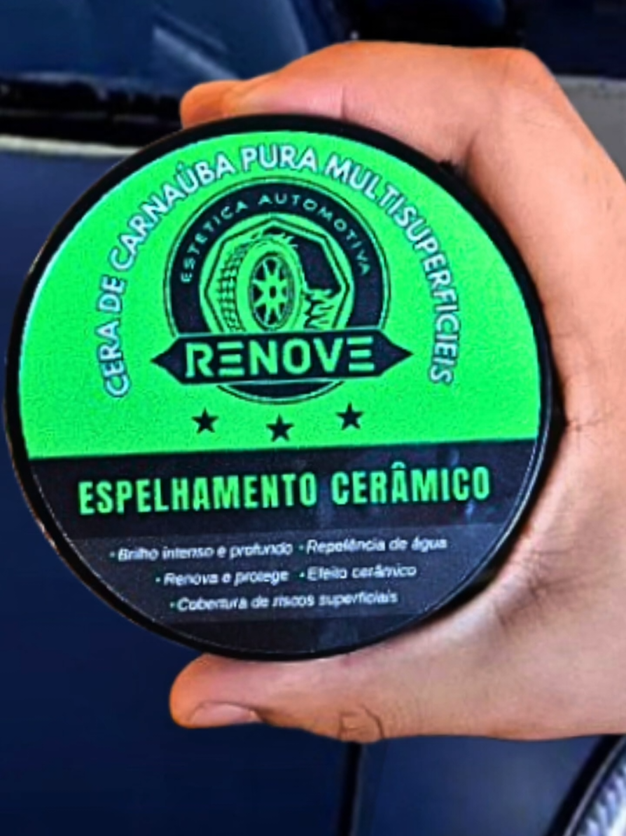Cera Espelhamento RENOVE – Remove Riscos Superficiais, Repele Água, Proteção Sol, Brilho Intenso