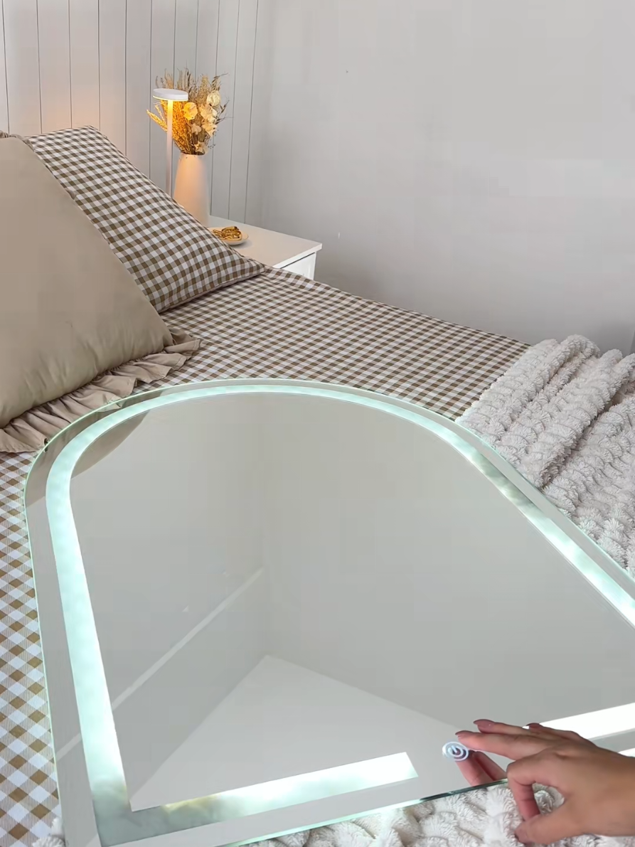 Espelho Oval para Penteadeira na Shopee 🤩📦 #espelhodashopee #espelhooval #espelhoparapenteadeira #penteadeira #espelhocomled