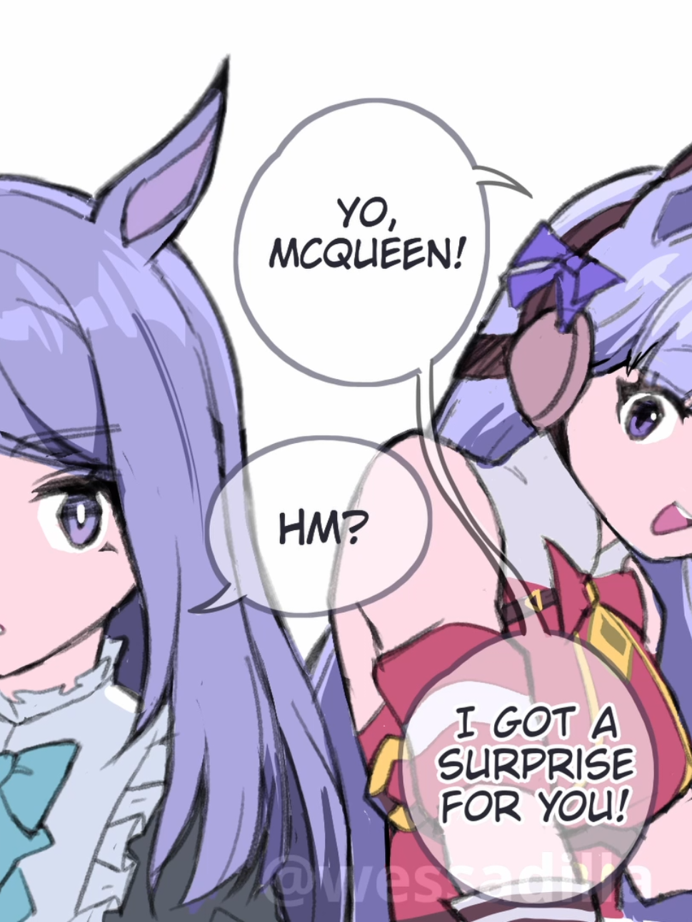 Did she like the surprise? . . art: @wessadilla va: @yxjo._  #art #umamusume #goldship #mejiromcqueen 