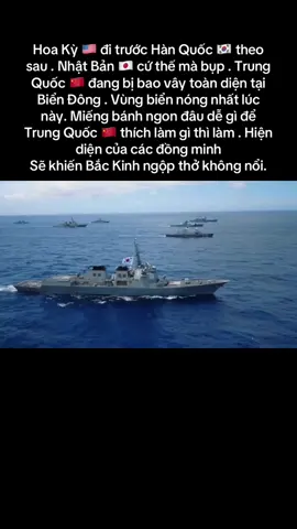 Hoa Kỳ 🇺🇸 đi trước Hàn Quốc 🇰🇷 theo sau . Nhật Bản 🇯🇵 cứ thế mà bụp . Trung Quốc 🇨🇳 đang bị bao vây toàn diện tại Biển Đông . Vùng biển nóng nhất lúc này. Miếng bánh ngon đâu dễ gì để  Trung Quốc 🇨🇳 thích làm gì thì làm . Hiện diện của các đồng minh Sẽ khiến Bắc Kinh ngộp thở không nổi. #china #japan #hànquốc #usa🇺🇸 