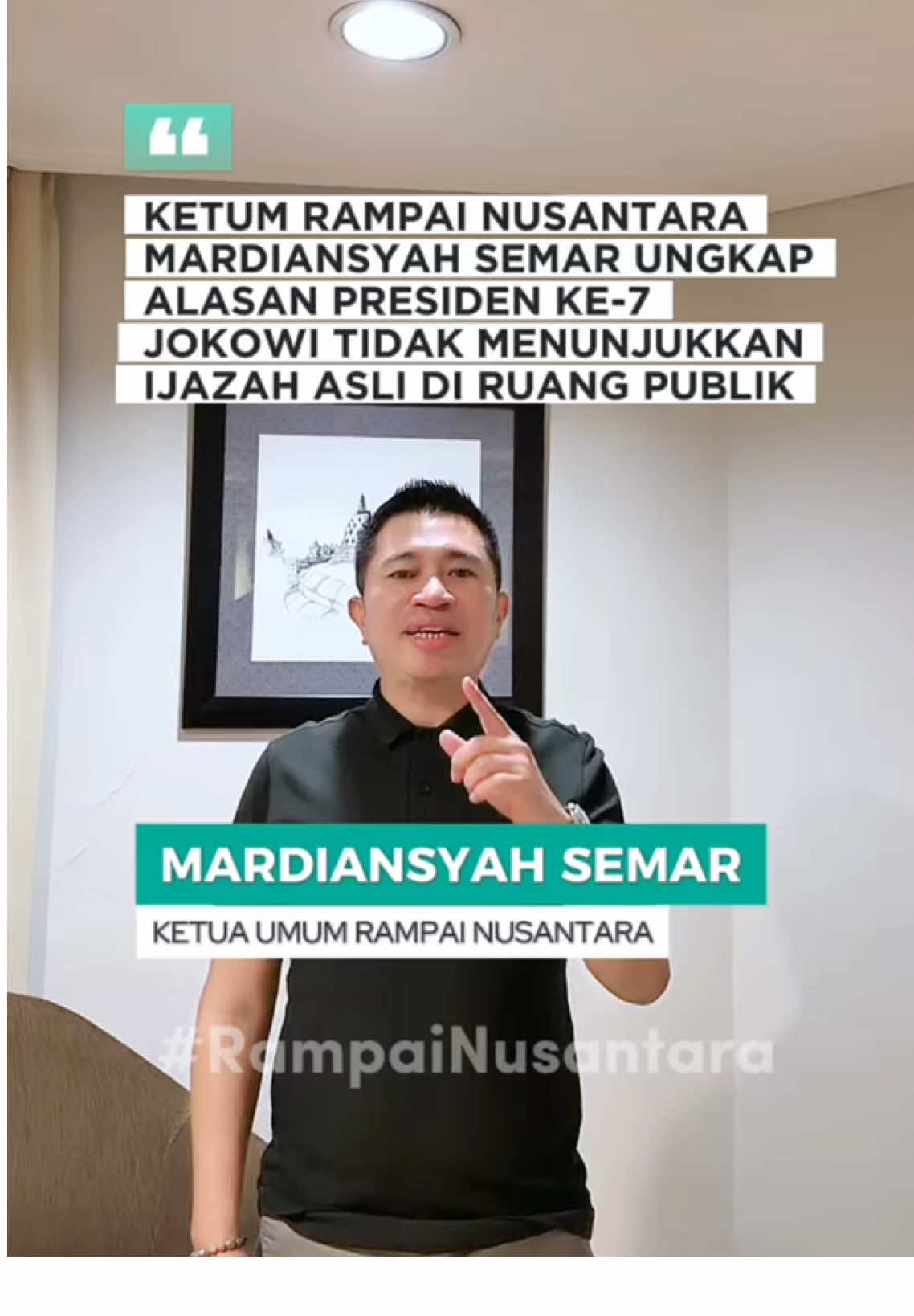 Ketum Rampai Nusantara Mardiansyah Semar @Semar Mardiansyah Ungkap Alasan Presiden ke-7 Joko Widodo  Tidak Menunjukkan Ijazah Asli di Ruang Publik #rampainusantara #rousuryocstersangka #roysuryocsditahan #jokowidifitnah #ijazahpalsujokowi                          