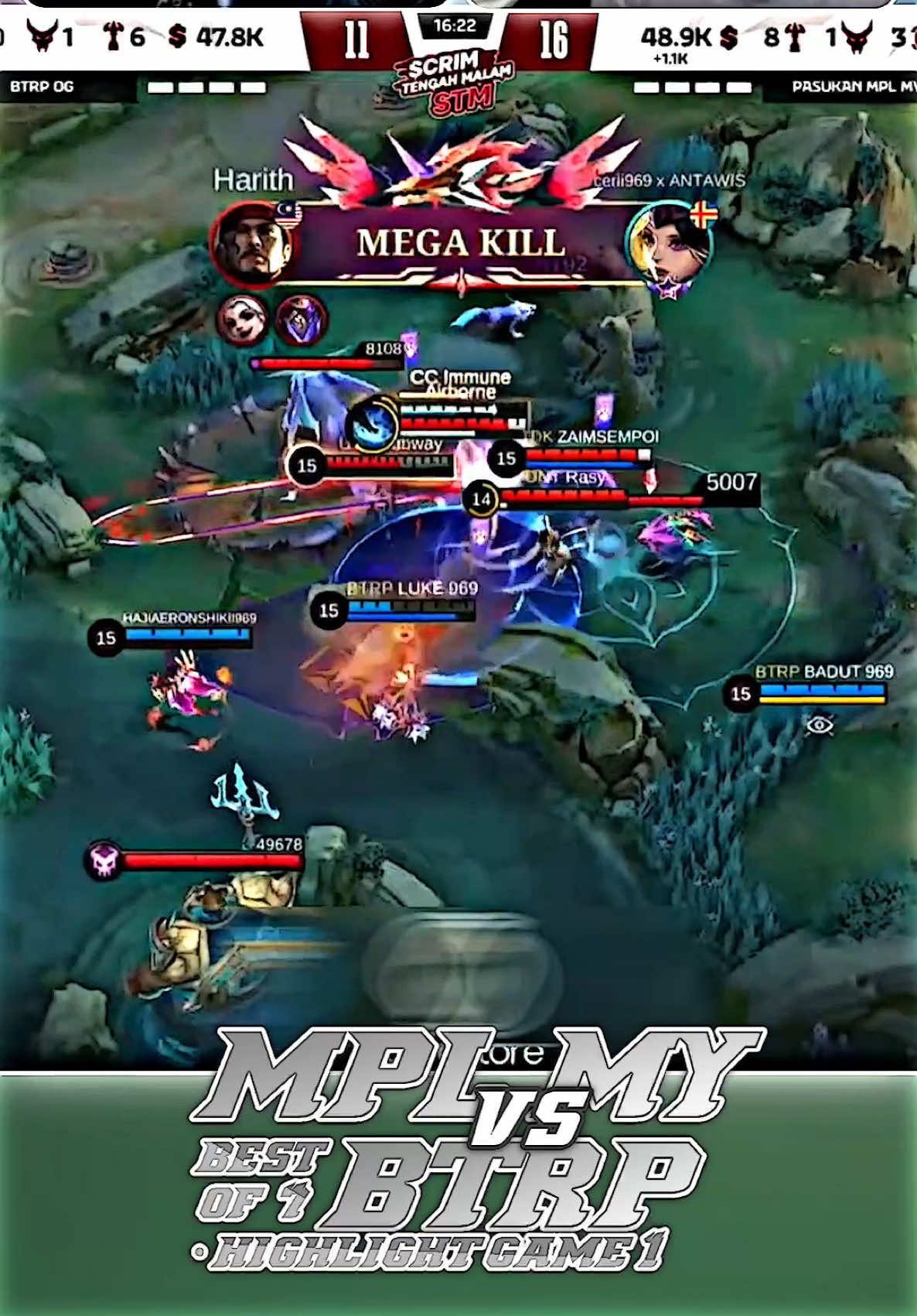 highlight • mplmy vs btrp | game 1 scrim tengah malam• #btrp #mplmy #WinWithMLBB #MLBB #fypシ  