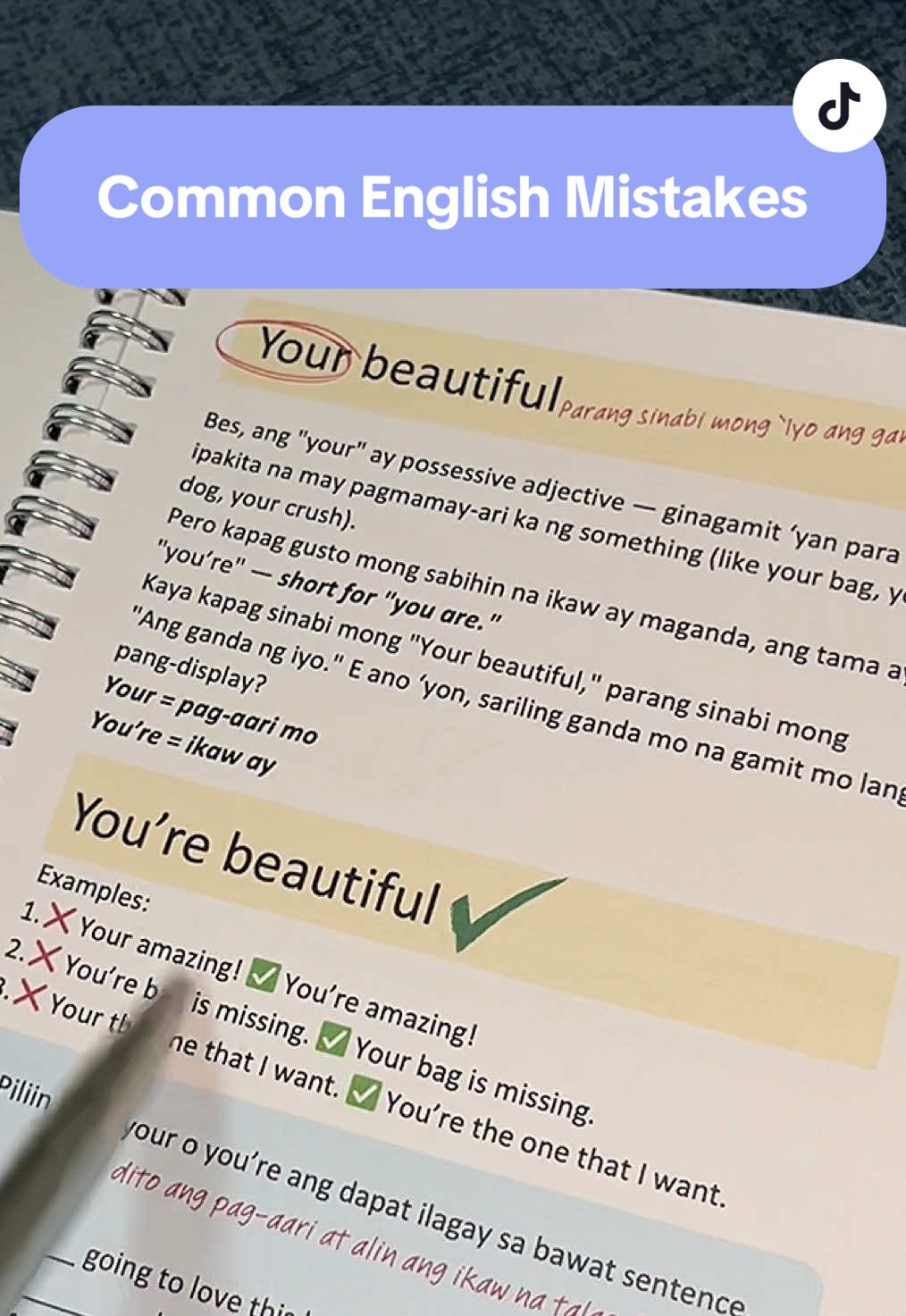 Another learning na naman! Thanks to this workbook! #fyp #englishlesson #grammartips #grammarlesson #commonenglishmistakes 
