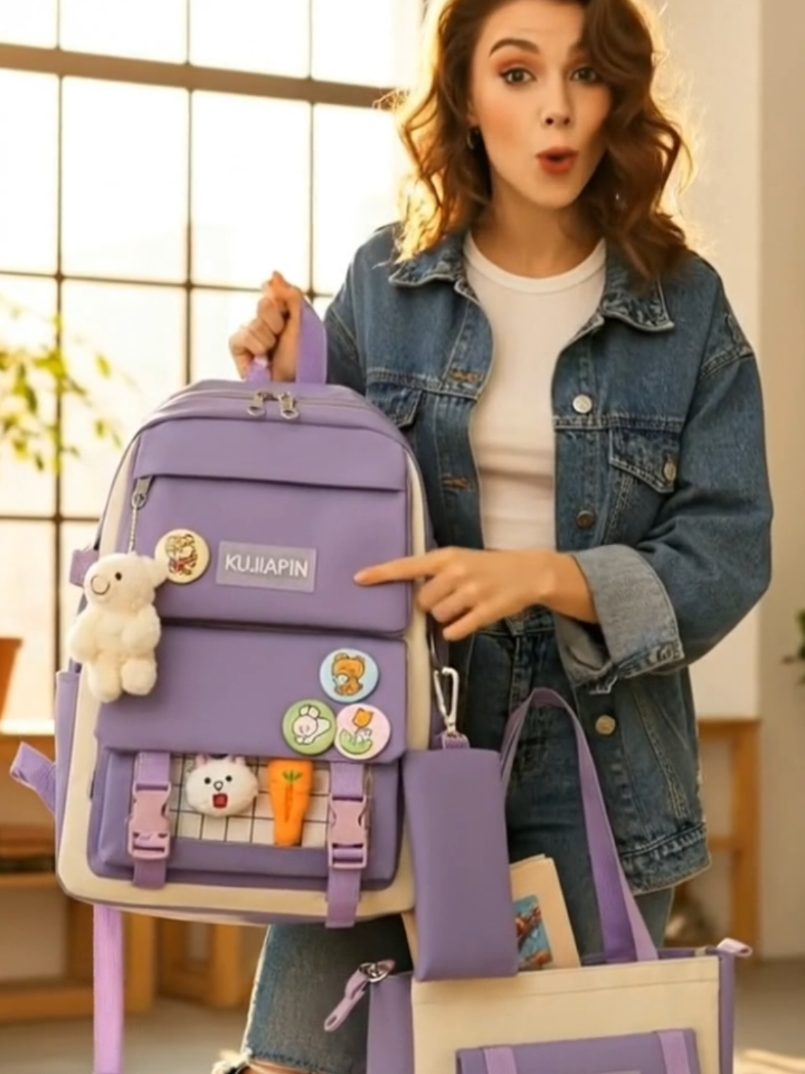 🔥 Conjunto Com 4 Mochilas Multifuncionais Unissex Para Estudantes  #mochila  #escolar  #estudante  #kit  #tiktokshop 