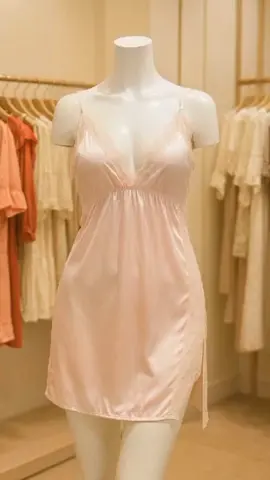 Nyala Cinta Sexy Deep V Satin pink #fypage 