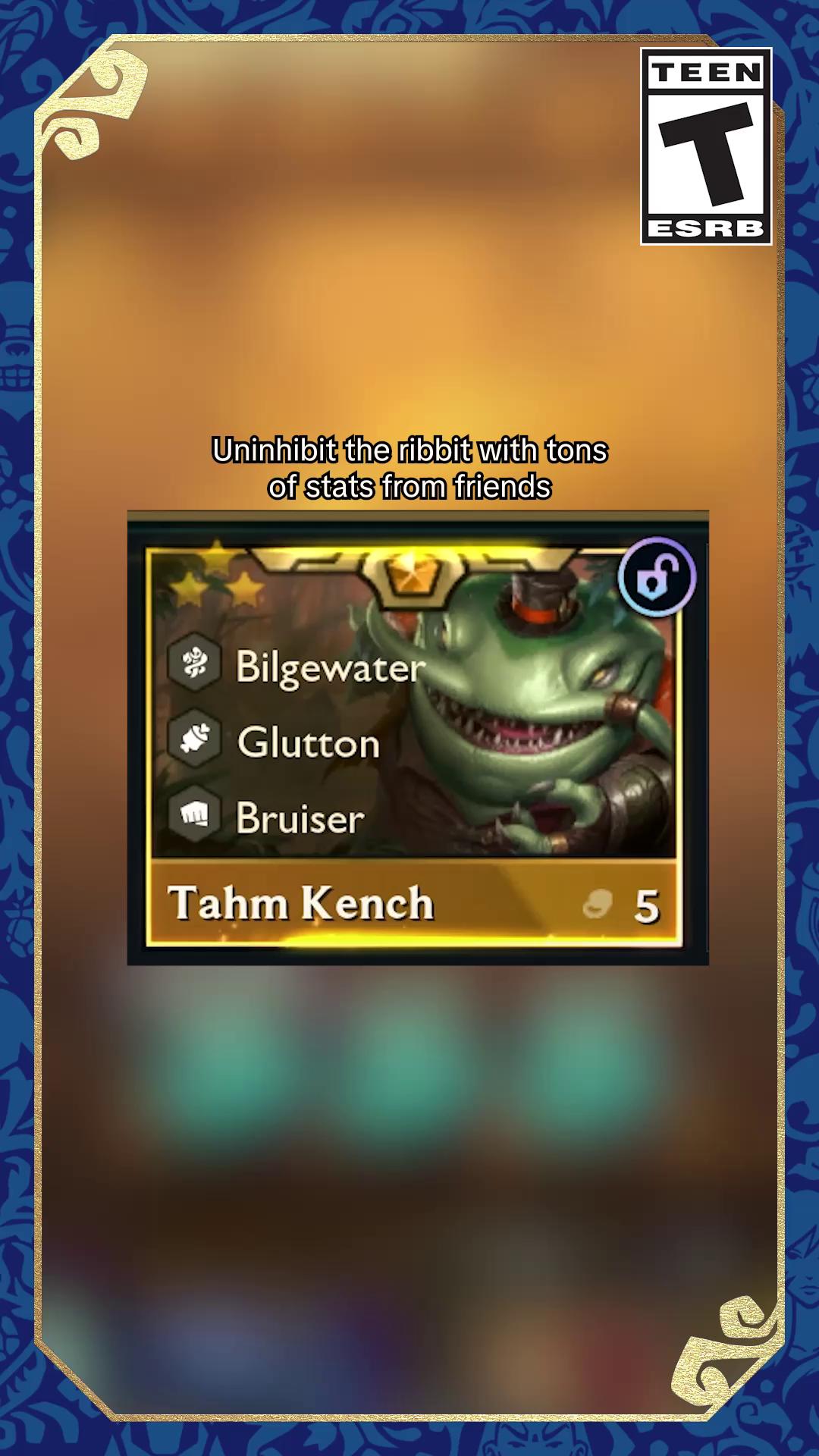 Unbench 🐈🐟, uninhibit 🐸—regardless of what animal you think he looks like, unlock Tahm Kench and plunder powerful loot with Bilgewater! #tft #teamfighttactics #set16