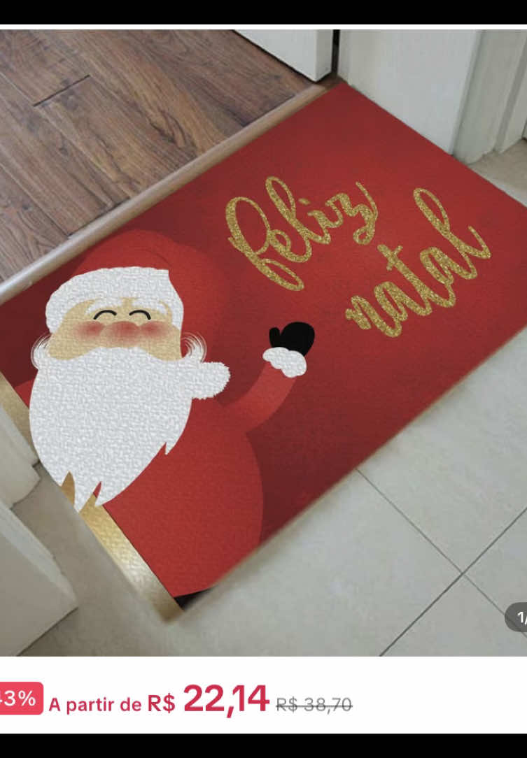 TAPETE CAPACHO COM TEMA DE NATAL. #decoration #natal #decoraçaodenatal #tapete #shopee 