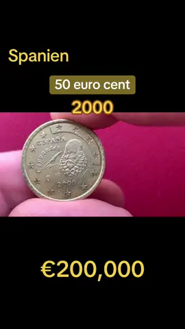 50 euro cent 2002 Spain could bring you up to €200,000 #fyp #viral #euro #münzen #münzensammeln 