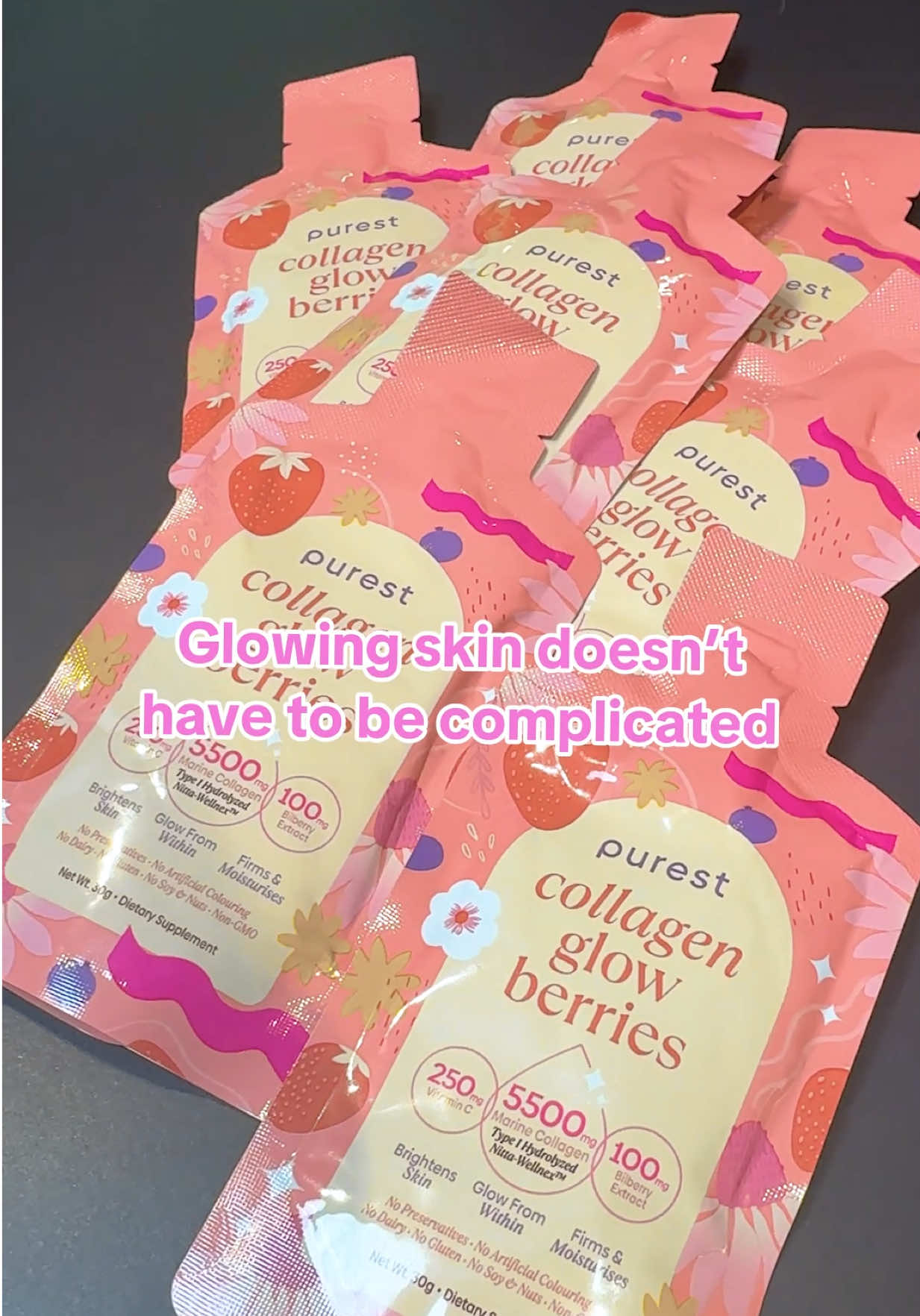 One sachet a day, keeps your skin glowing all day! 🍓✨ #collagen #glowingskin #glow #skin #thepurestco