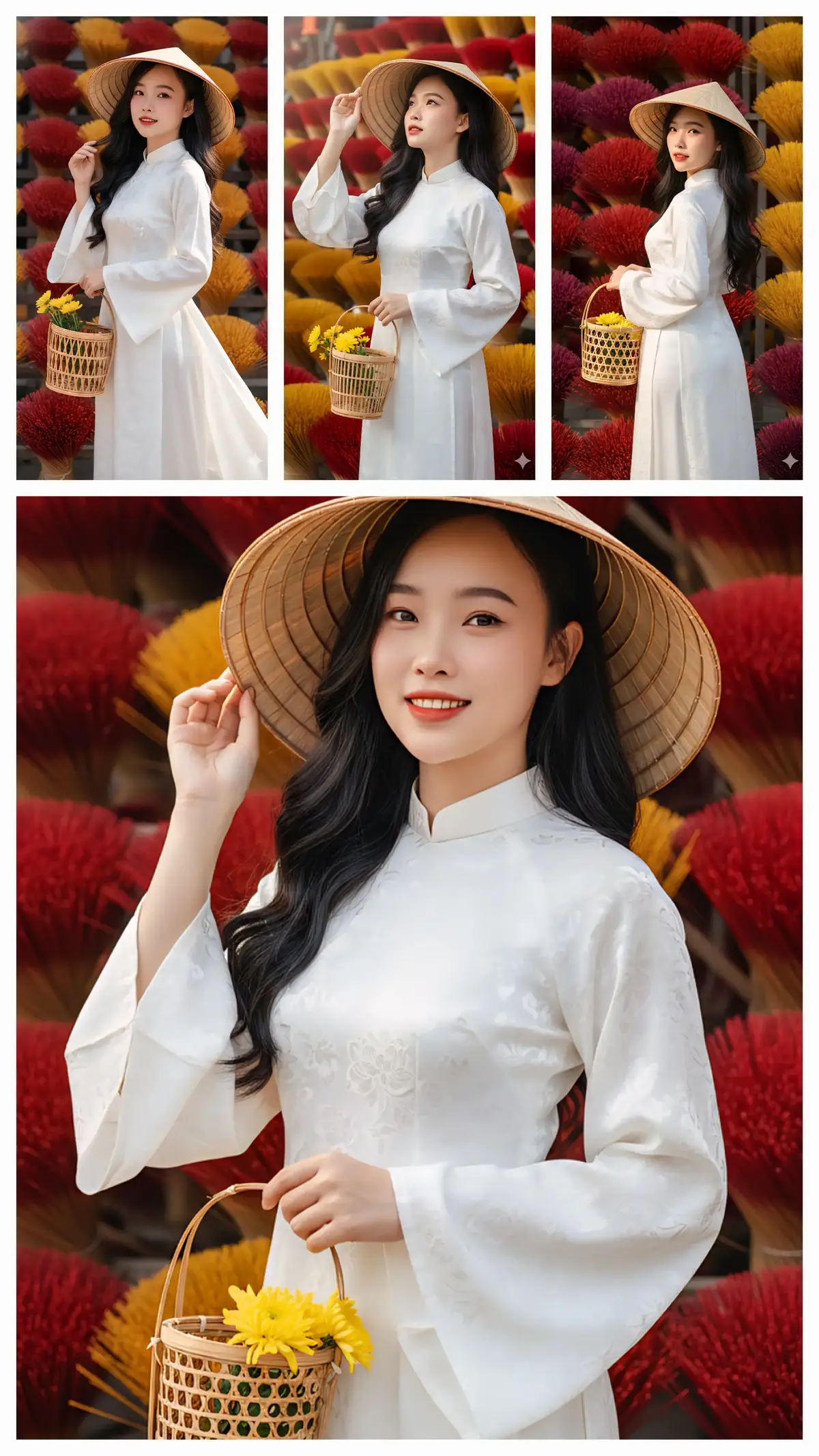 Theo yêu cầu của bạn nữ xinh đẹp ấy, Gemini sẽ dắt quí dị đi du xuân tại Làng hương Thủy Xuân, Huế nhé. quí dị muốn đi đâu nữa không? #tet #gemini #aiart #kimle9393 #aodai 