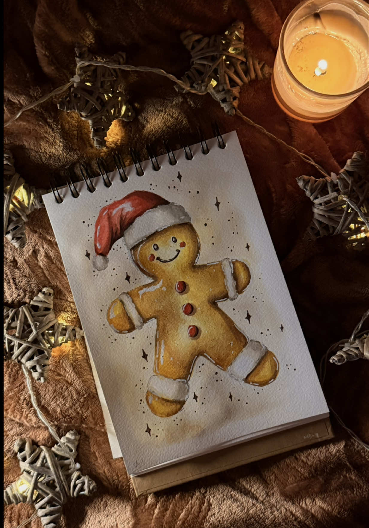 A tiny gingerbread for the arrival of Christmas ✨🍪🎄 #christmasart #watercolorartist #cozy#artontiktok #gingerbread