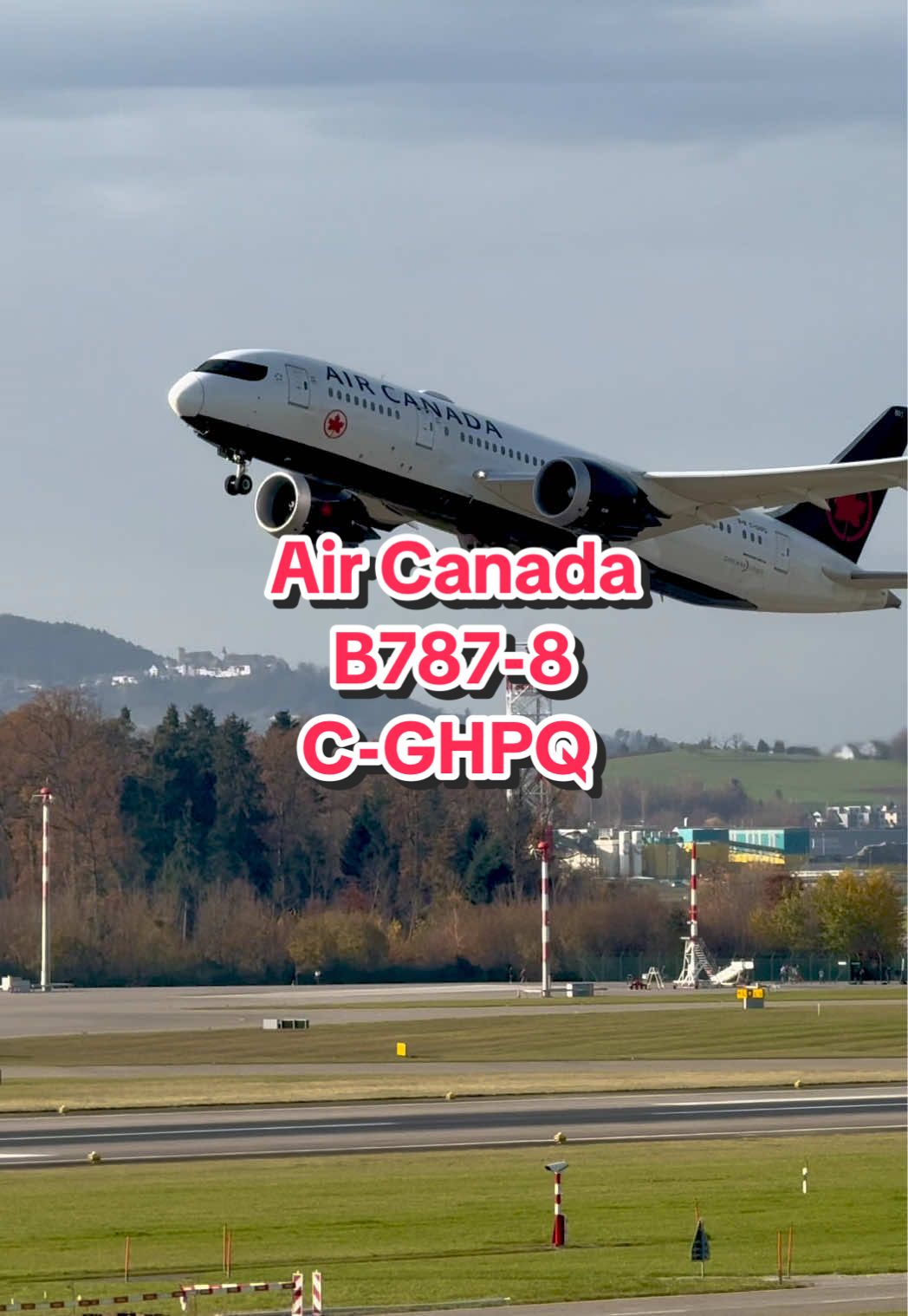 Carbon wings flexing into their element: Air Canada 787 pushing off the runway toward Toronto ✈️🇨🇦 . 📍ZRH, 15.11.2025 #planespotting #aviation #boeing #b787 #fyp 