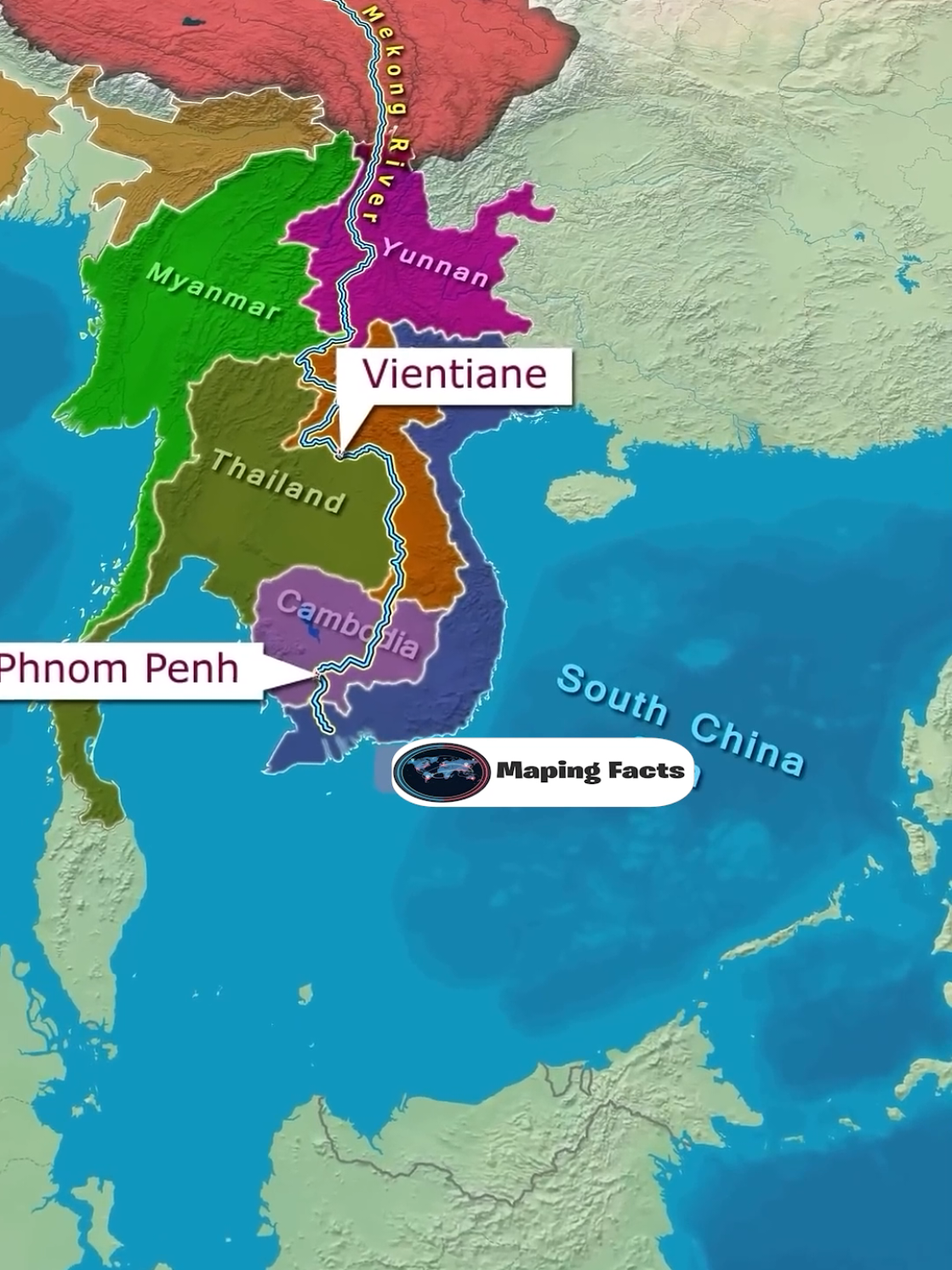 Longest river in south east Asia 🌏  #mekongriver #tiktokencyclopediacontest  #river #map #animation 