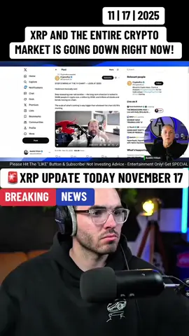 Most important XRP video you will ever watch | November 17, 2025 XRP AND THE ENTIRE CRYPTO MARKET IS GOING DOWN RIGHT NOW! WHY I AM STILL BULLISH IN CRYPTO! VERY IMPORTANT  Don’t keep your XRP or any of your crypto assets on exchanges — they’re no longer safe after the recent crash. Protect your assets before it’s too late. Move your XRP / crypto assets to a secure wallet and take full control of your crypto. 🔐 DM me for guidance on how to properly secure it using the safest Web3 setup. #XRP  #cryptocurrency  #xrpnews  #xrpupdate  #viralnews 