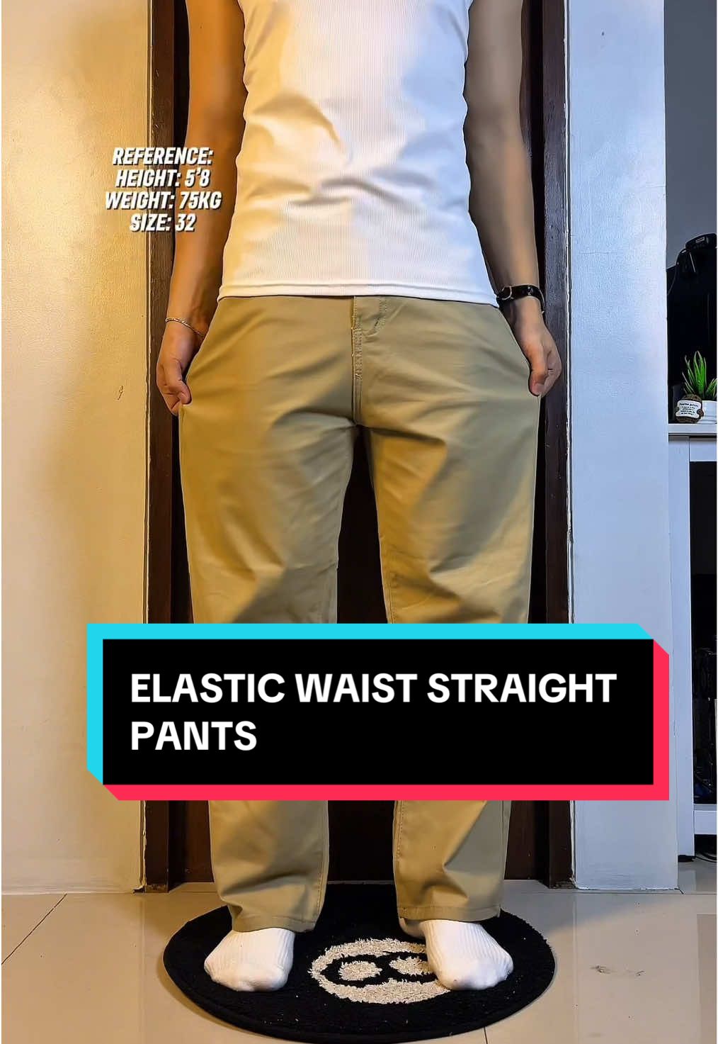 Elastic waist straight cut pants #straightpants #straightcutpants #pantsformen #menspants 