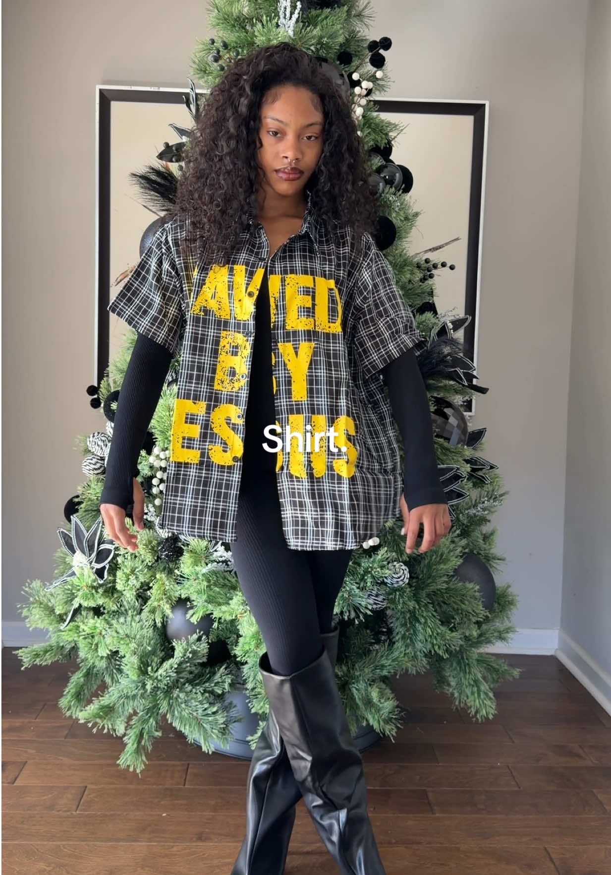 I’m wearing a Small, there’s other colors too! 🖤 #OOTD #fashiontiktok #jesusshirt #tiktokshopblackfriday 