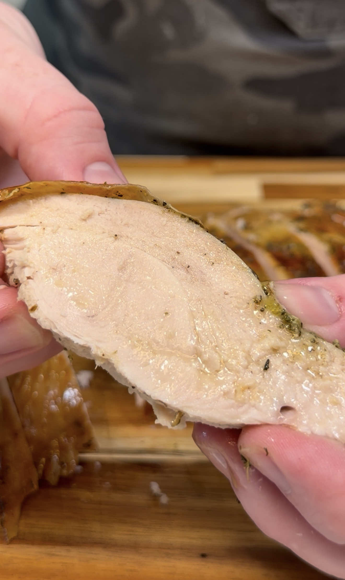 Four Herb Turkey Made using the Four Herb butter from @Churn Butter now available at  @Whole Foods Market  -Leave turkey unwrapped on a rack in the fridge overnight to dry out skin slightly -Cover well with room temp butter, and fill under the skin -Season lightly with salt and pepper if desired -Bake turkey at 325f until the internal temperature at the breastbone reads 150f -Remove turkey, brush with more melted butter -Place turkey back in the oven at 425f for 12-15 minutes to finish browning the skin -Brush one more time with melted butter, and let rest for at least 1 hour -Carve & Enjoy #food #Foodie #foodies #Recipe #recipes                      