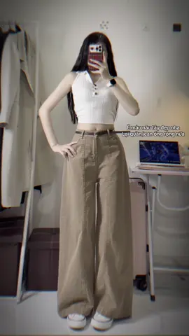 Quần jean nâu tây đẹp.nha mấy bà trông sang xịn he #quanongrong #jeans #myoutfit #xuhuongthoitrang #viral 