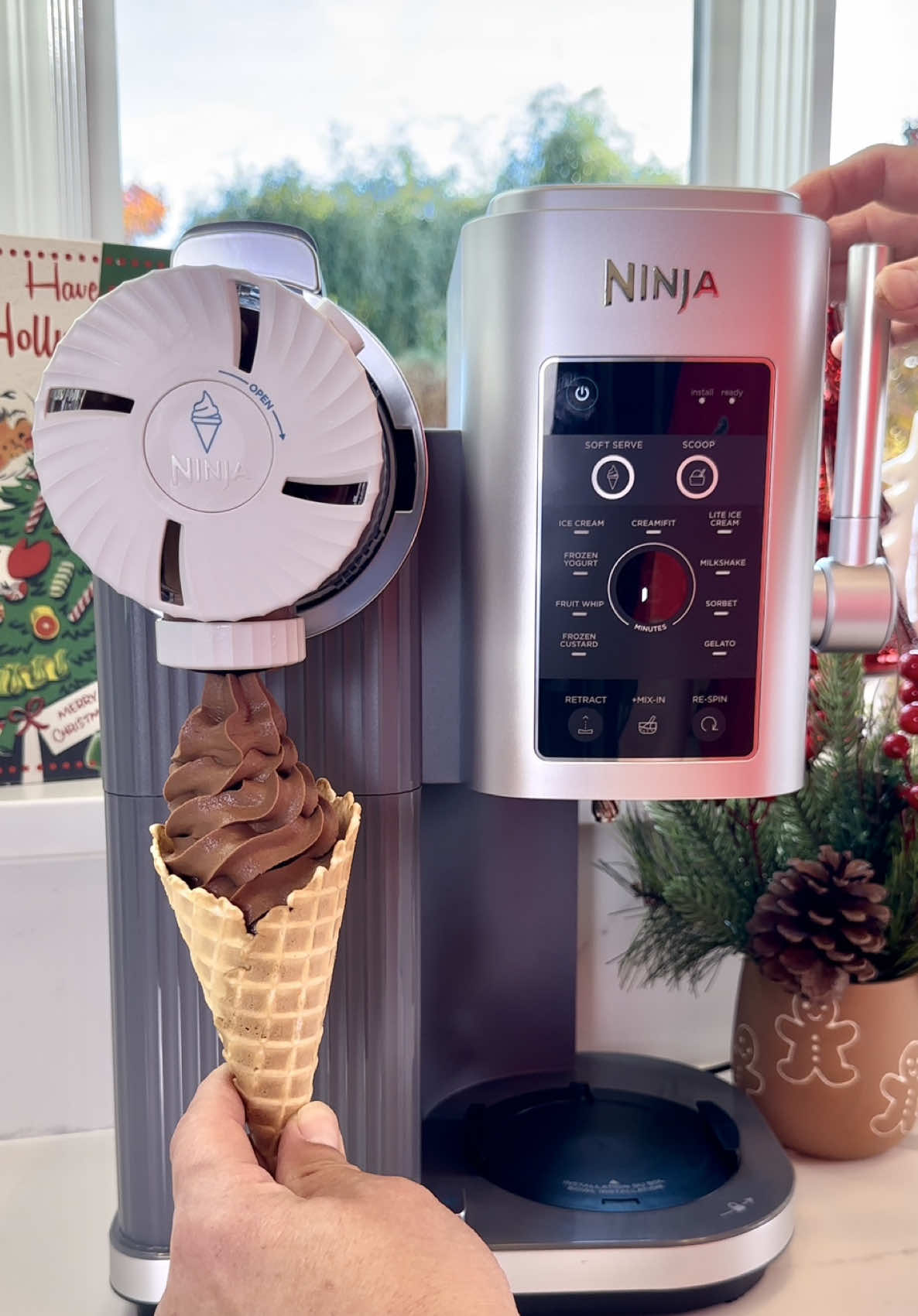 I am obsessed with the Ninja® CREAMi® Scoop & Swirl™ machine! 🍦✨ It makes delicious soft serve ice cream! It’s so quick and easy to use. You have to try this Peppermint Mocha Ice Cream that has 40g of protein! Recipe: 1 1/2 cups fat free milk 1 packet instant chocolate pudding 1/4 cup stevia 1/4 cup instant coffee 2 tbsp unsweetened cocoa powder @Ninja Kitchen #NinjaCREAMi #NinjaSwirl #NinjaPartner #ninjacreamirecipe #ninjakitchen