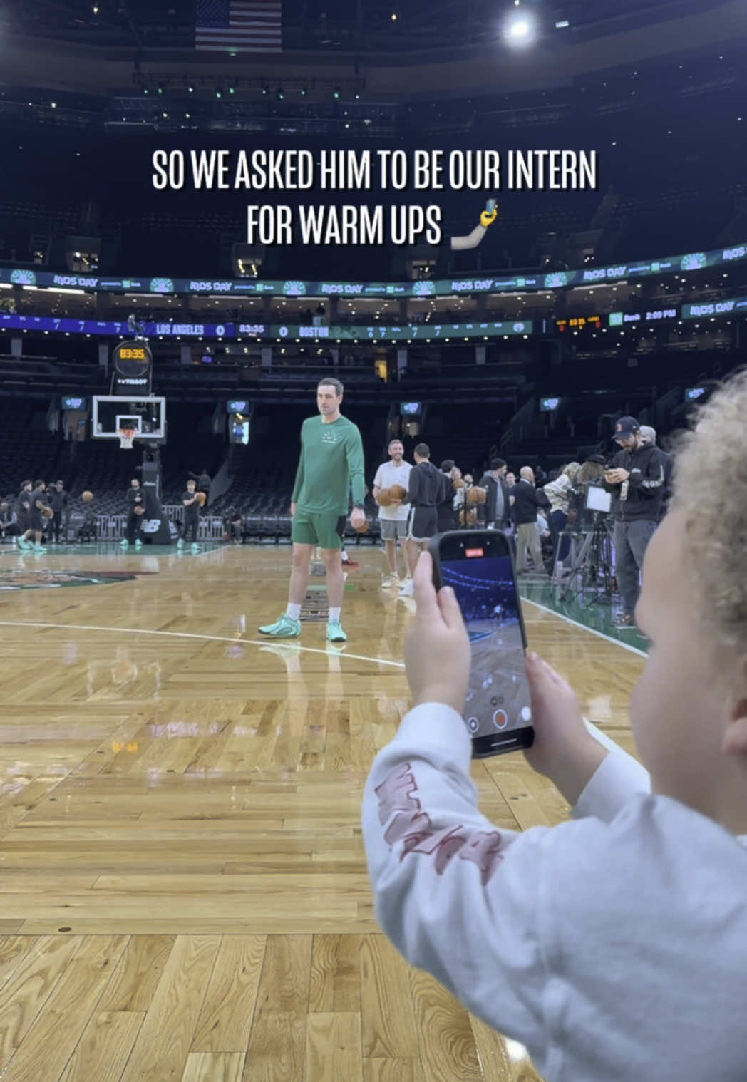 he might be our youngest employee ever tbh but pretty good work kid 👏😂 #celtics #celticsbasketball #NBA #kids #bostonceltics 