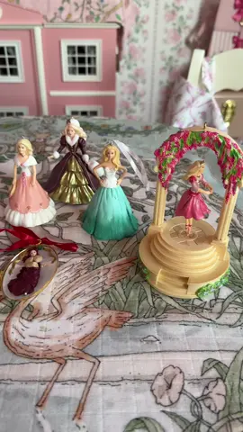 Pretty Barbie ornaments. So sweet and girly🩰🦢🎄🎀✨ #barbiechristmas #pinkchristmas #christmasornaments #vintagechristmas #barbiecollection coquetteaesthetic pinkaesthetic
