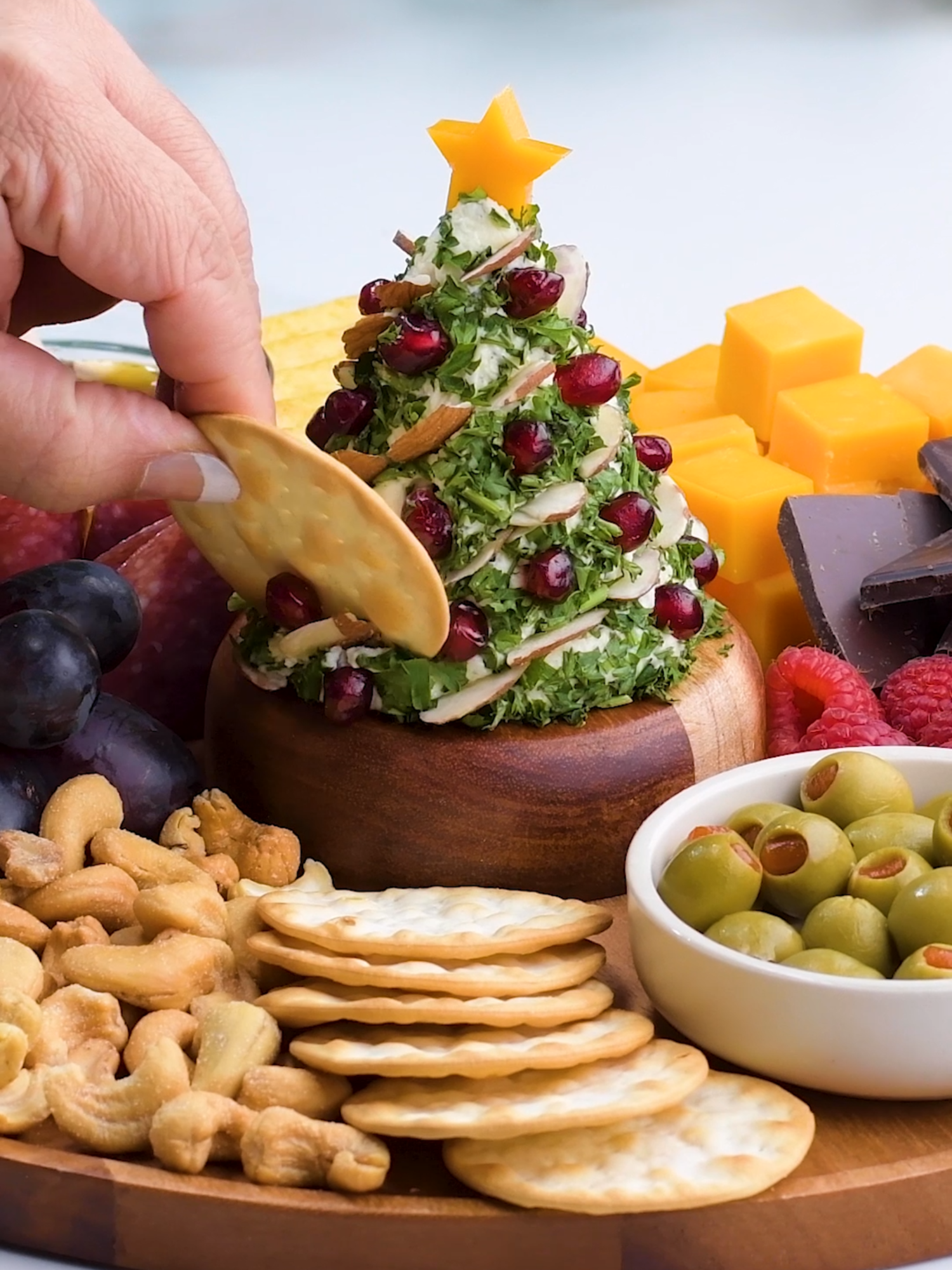 Brie merry and bright! This Christmas cheese tree is the star of the holiday spread 🧀🎄 #blossom #charcuterie #holidaycharcuterie #holidayappetizers #christmascheese