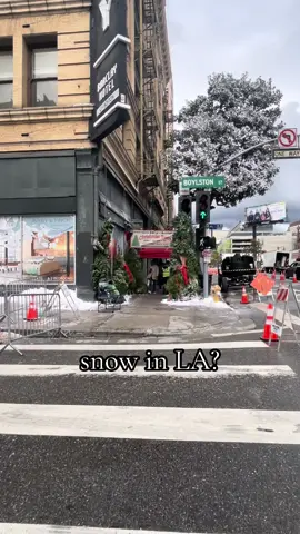 DTLA was decorated as a winter wonderland, complete with fake snow & a Christmas Tree store! I wonder what snowy film they were shooting!